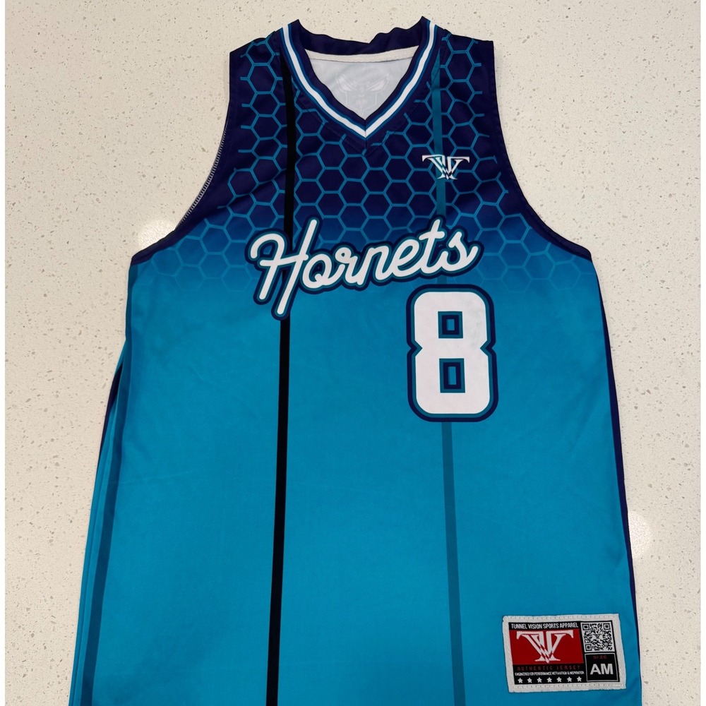Tunnel Vision Hornets Basketball Jersey Mens AM Teal‎ Excellent Lewis 8
